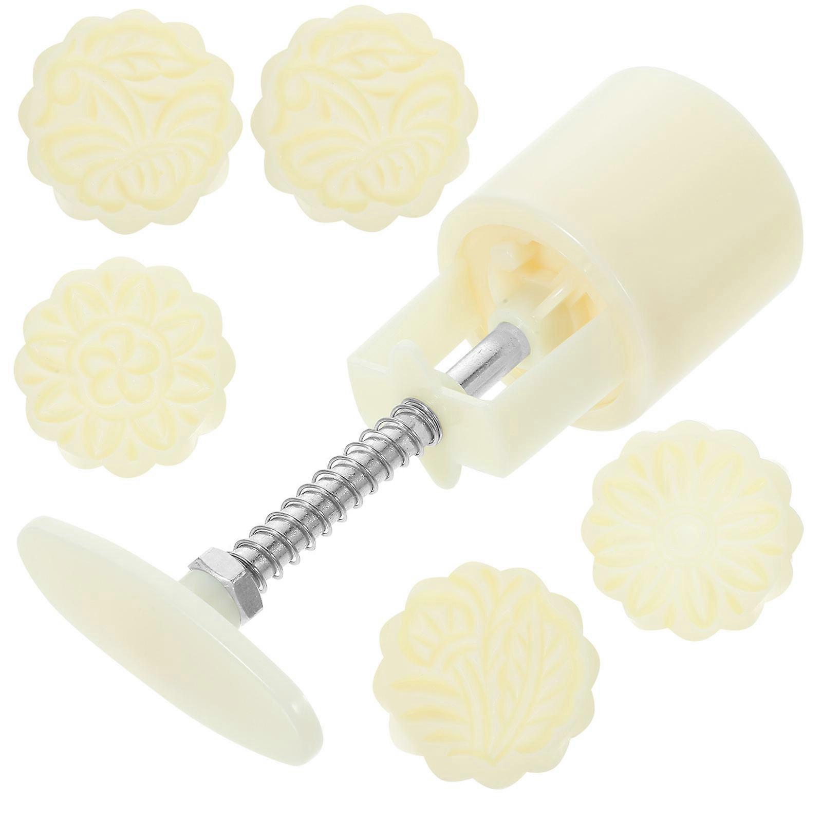 1 Set of Moon Cake Press Mold Flower Pattern Baking Mold Dessert Moon Cake Mold With Stamp