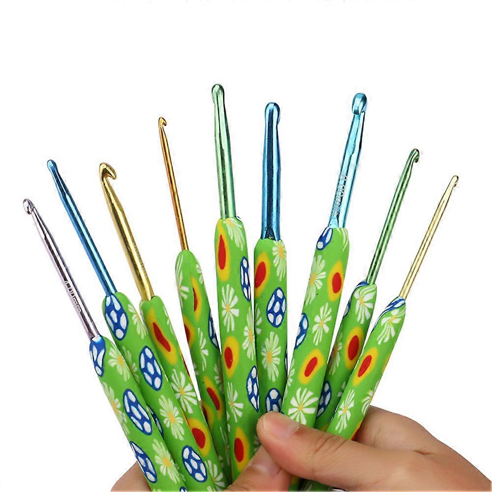 Aluminum Round Knitting Needles 9 Pcs Replacement Crochet Needles With Pouch For Any Crochet Yarn Patterns