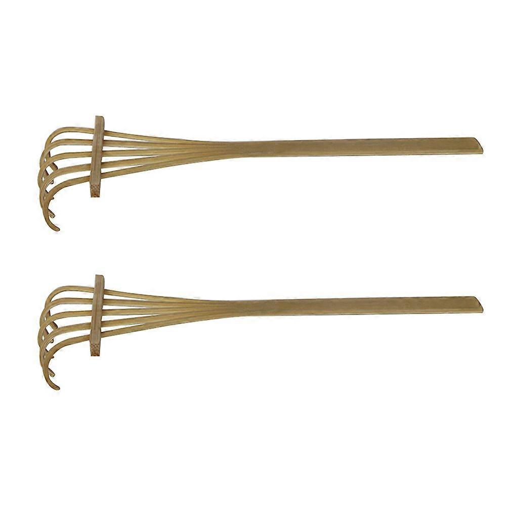 Mini Bamboo Rake Tool for Sandbox Accessories Decoration 2Pcs