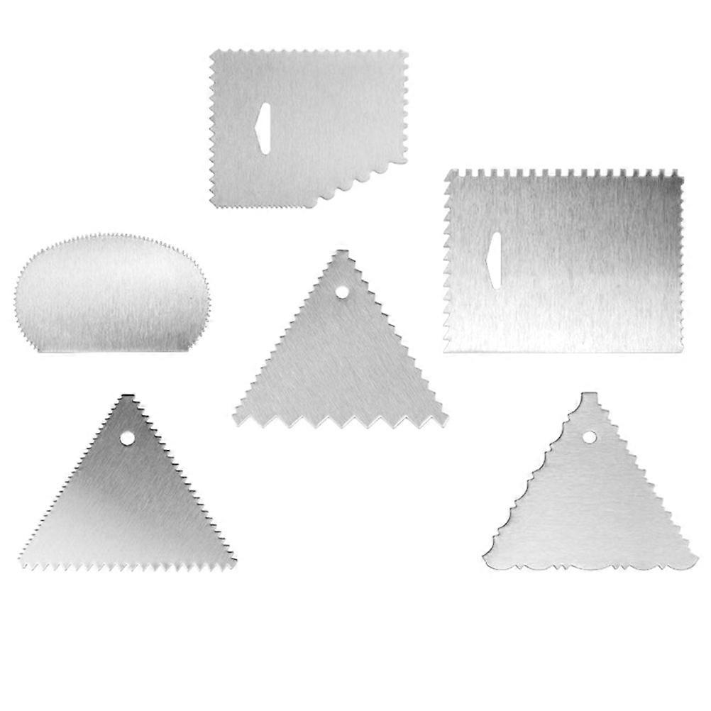 6Pcs Stainless Steel Cake Smoother Convenient Cake Combs Kitchen Cream Scrapers
