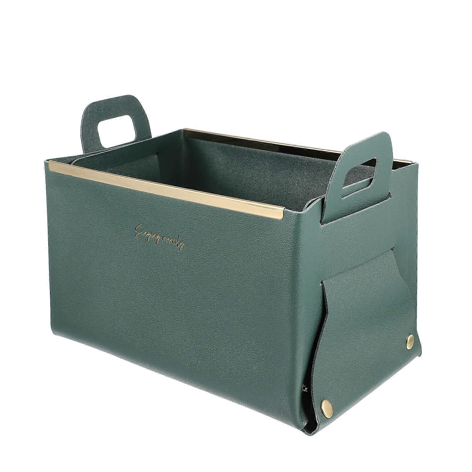 Multifunctional Desktop Storage Organizer with Handle, Foldable Design for Cosmetics, Stationery, and Sundries – Green