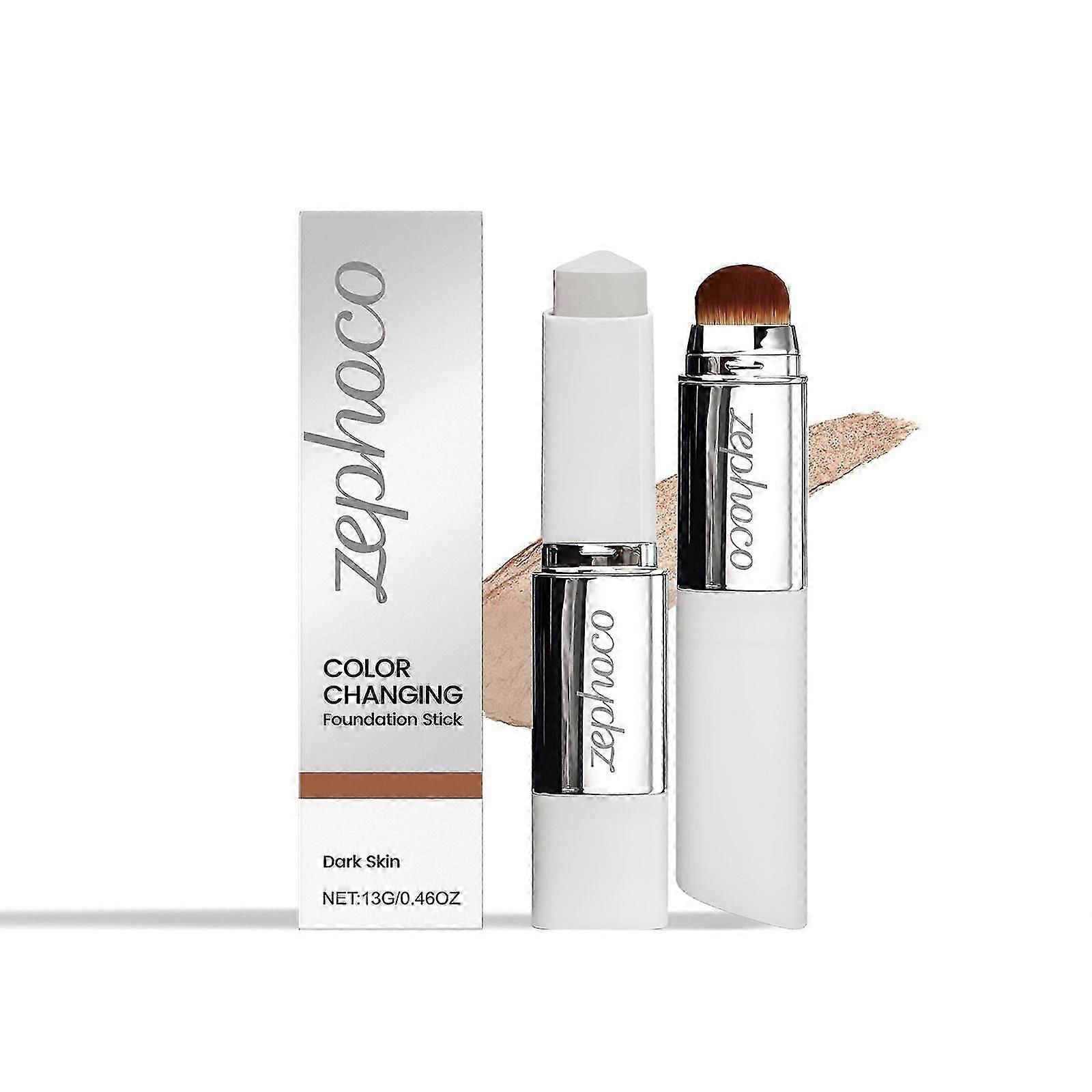 Cover Cream Stick - Color Changing Foundation Stick with Volufiline - Medium to Full Coverage Dewy Finish Base Makeup - Dual-Ended with Detachable Bru