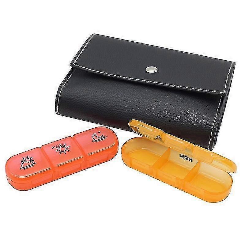 Seven Days A Week 21-compartment Black Pill Box Sorting Box Portable Plastic Compartment Ab Hr