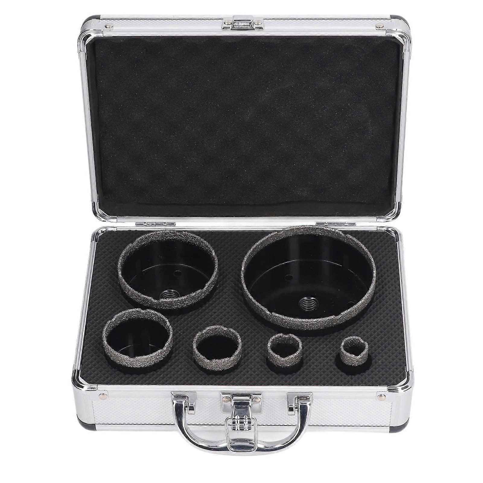 6Piece Hole Saw Drill Bit Set, Hole Saw Set with M14 Shank, Drill Bit Drilling Tool for Brick and Ceramic