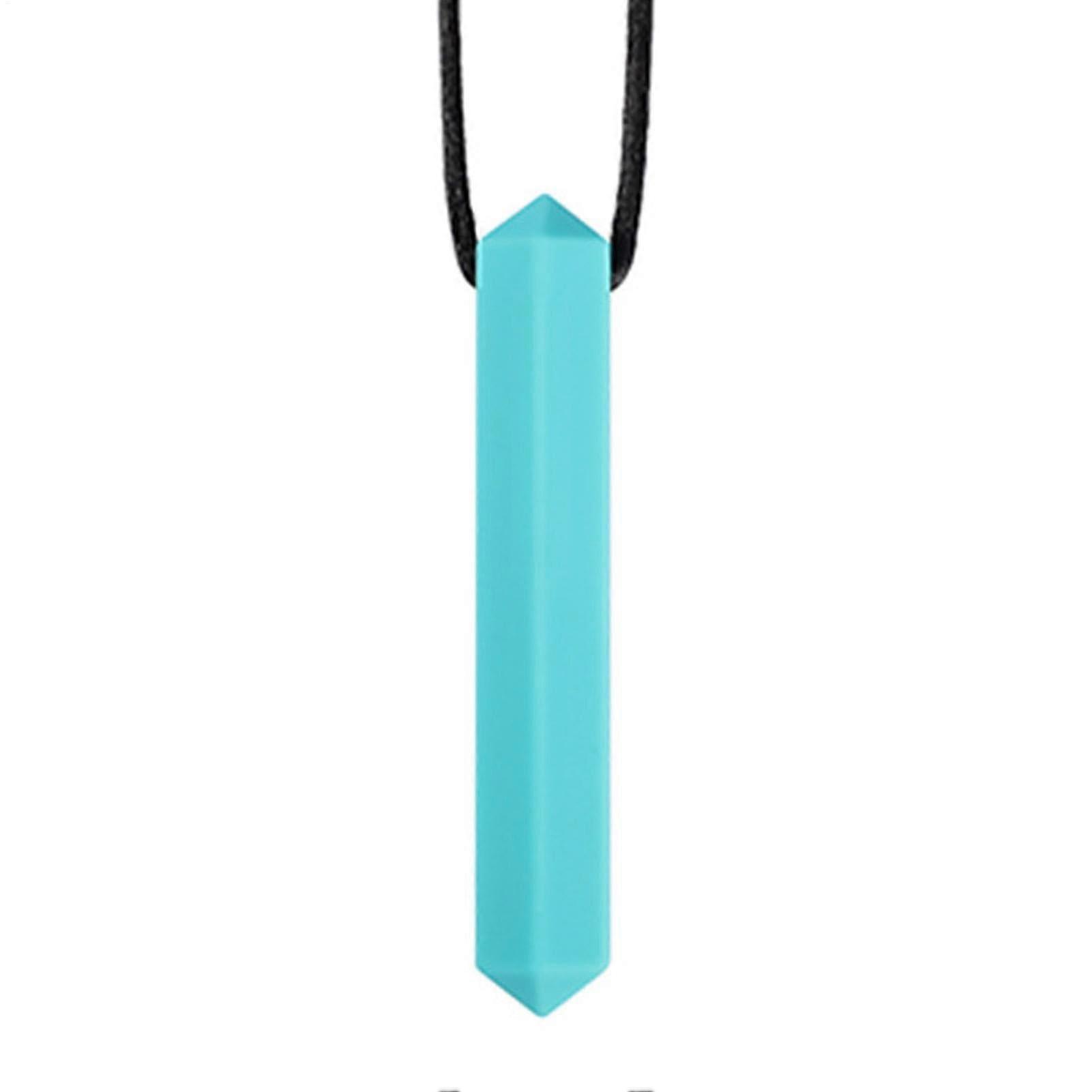 Sensory Chew Necklaces Soft Silicone Chew Necklaces For SPD ADHD Autism, Safe Teething Pendant For Kids, Blue, Portable