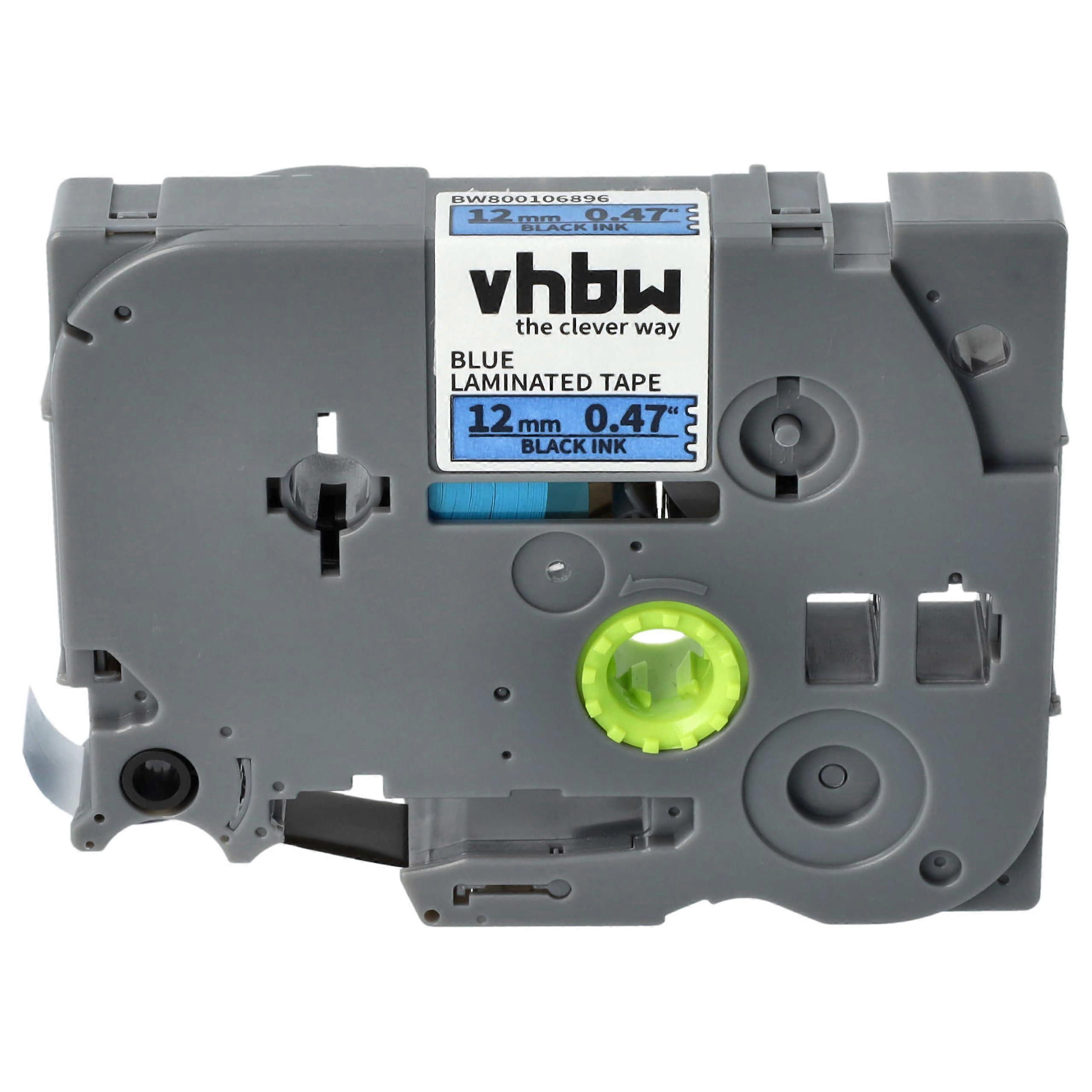 1 x Label Tape Cartridge Compatible with Brother PT H107B, H108, H108GT, H300, H110BK, H200, H105VP, H110 Label Printer 12 mm Black on Blue