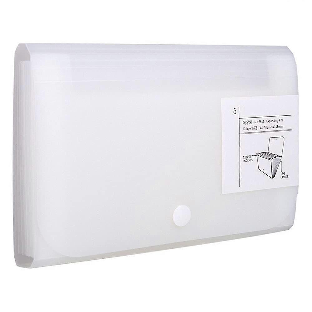 A6 File Organizer Folder with 13 Pockets, White Document Holder for Office Supplies and Storage, Durable Portfolio Case