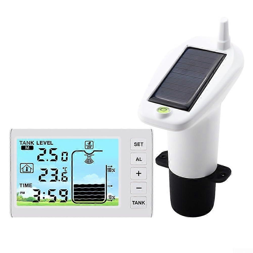 Solar Charging Water Monitor, Digital Water Level Indicator, Backlight, On/Off, Temperature Measurement, Water Level Measurement