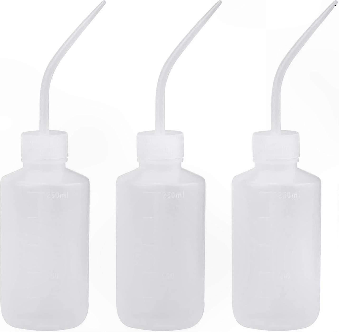 3-Pack Clear Plastic Squeeze Bottles with Elbow Tip for Succulent Plant Care, 250ml Each