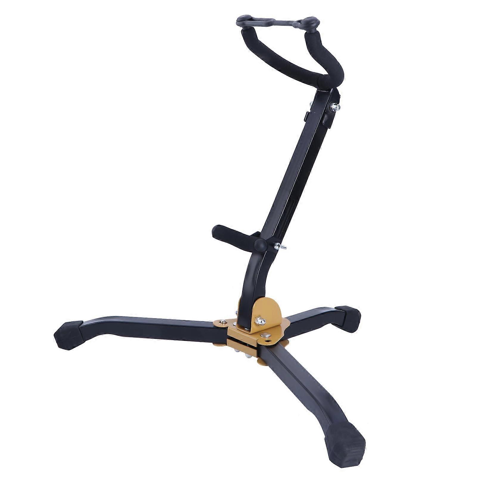 Portable Metal Saxophone Stand Foldable Yellow Compatible With Alto And Tenor Saxophones