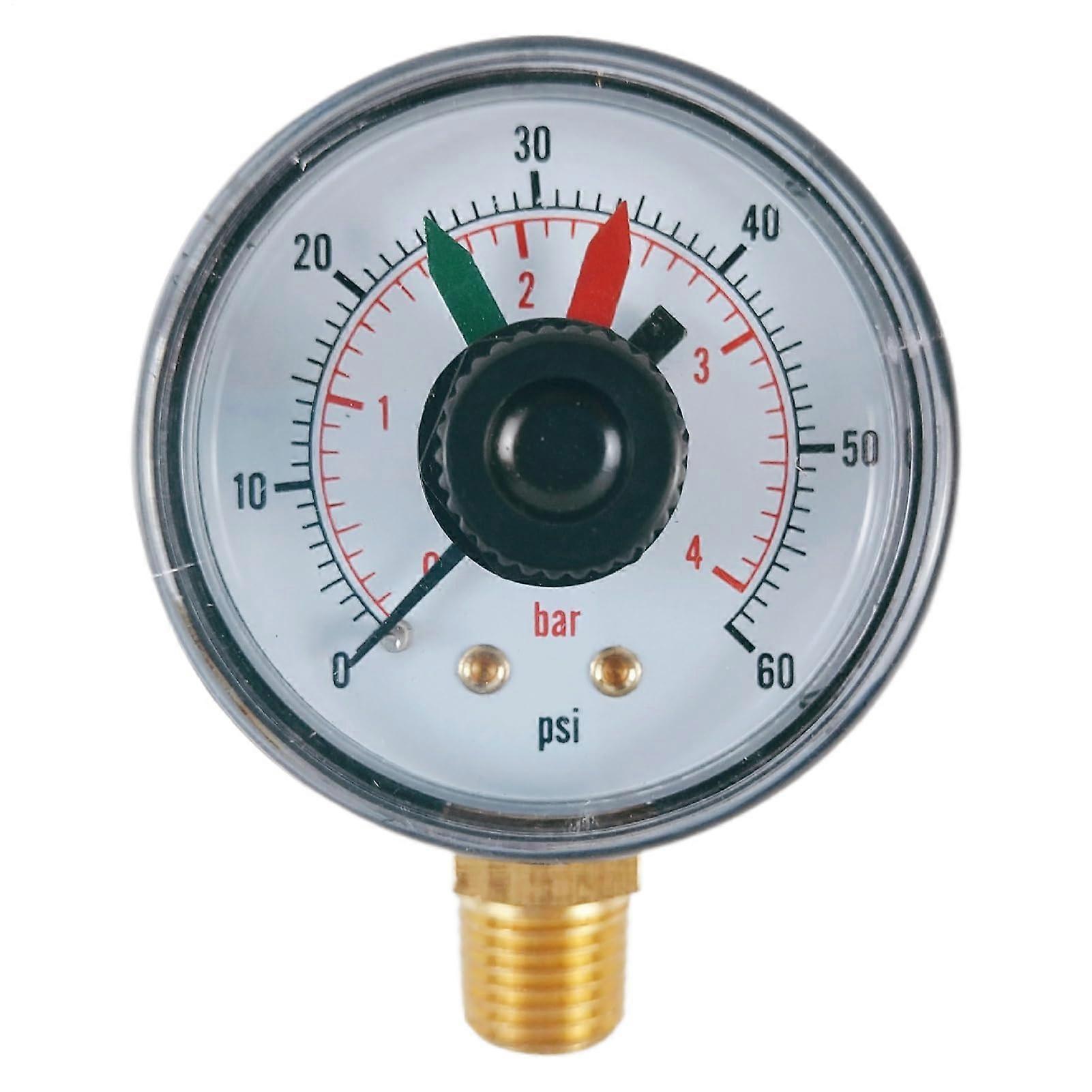 Manometer for Pool Filter 0-60 PSI, Waterproof Spa Tester, Durable Flow Meter, Wall Mounted Display Gauge