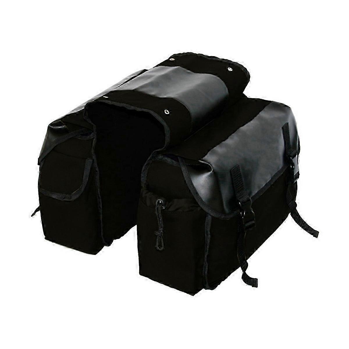 Motorcycle & Bicycle Canvas Saddle Bag - Large Capacity, Waterproof with Side Tool Pocket