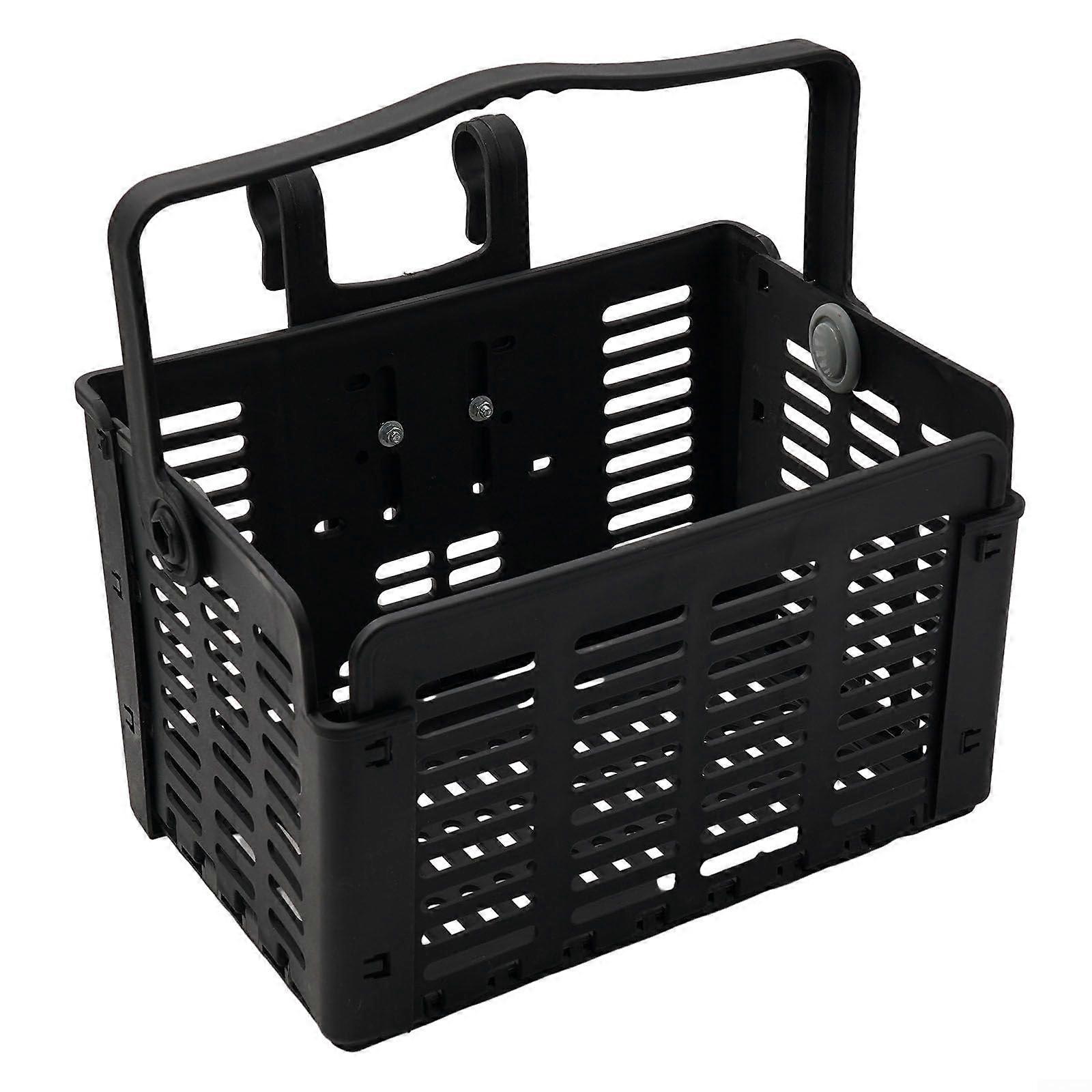Foldable Bike Front Basket Detachable Handlebar Mount Bicycle Storage Container PP Material AntiScratch Cycling Carrier for MTB Road Bikes Black