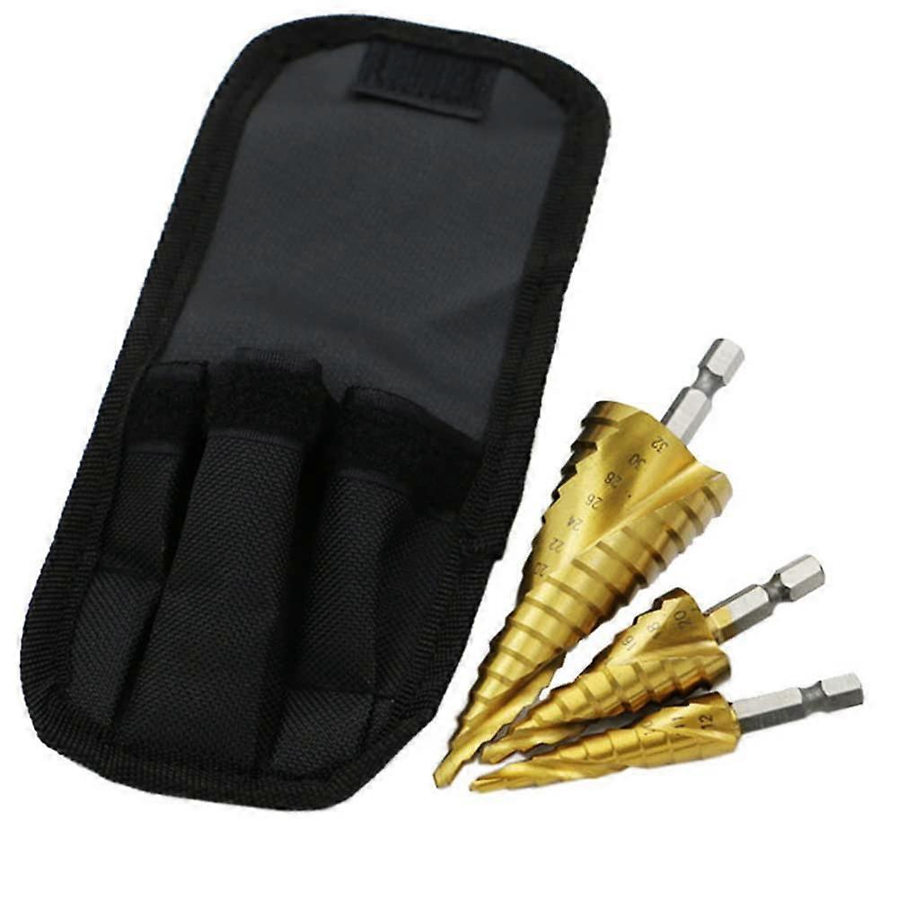 412 420 432 HSS Spiral Step Drill Bits Titanium Coated Step Drills for Metal Wood Hole Drilling Power Tools (Color: 3PC 412 420 42301)