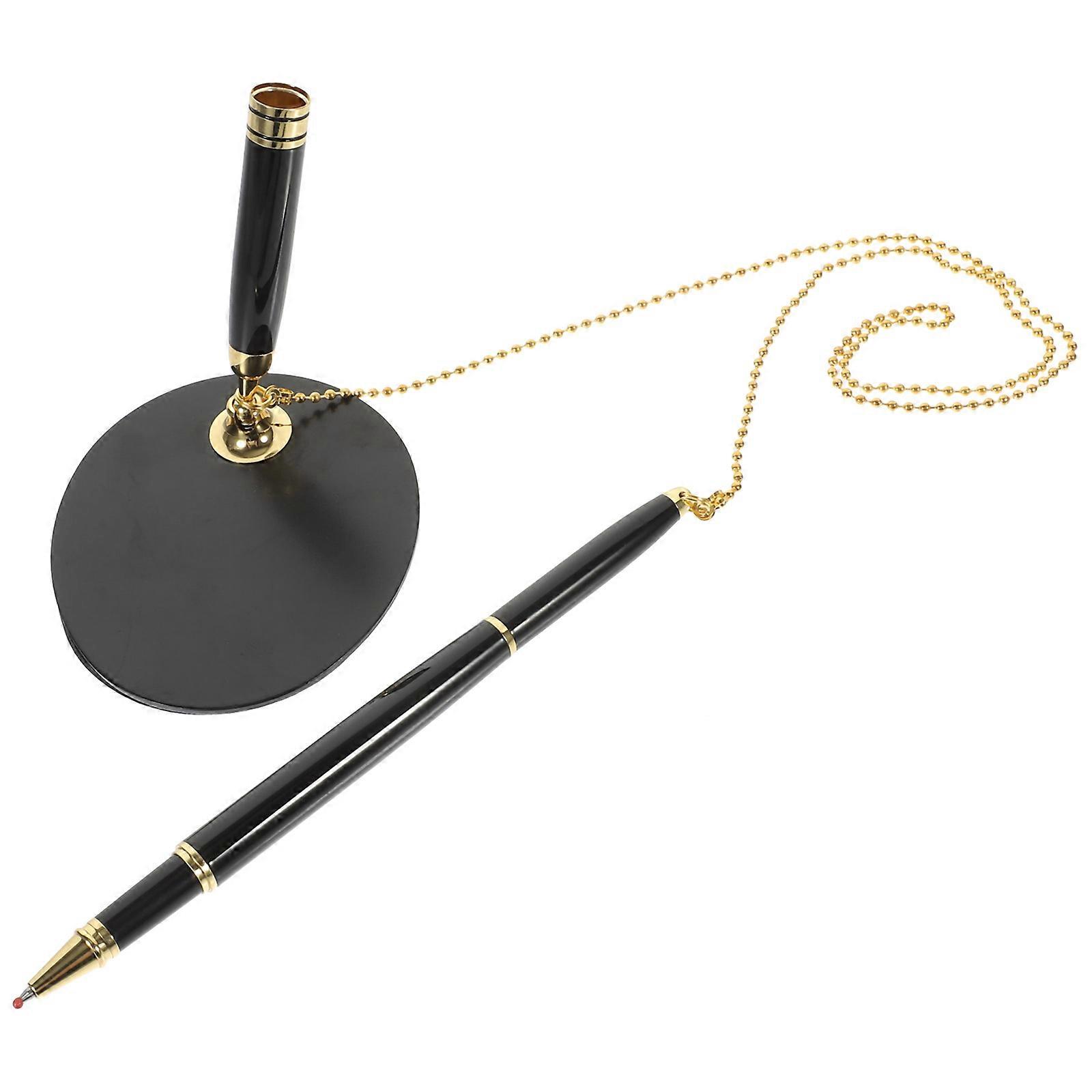 Stylish Desktop Signature Pen with Chain Ink – Elegant Office Accessory for Business, Banks, and Hotels, Easy Access and Replacement