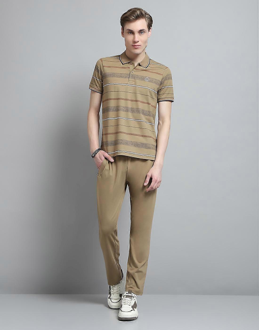 Monte Carlo Mens Printed Camel Collar Neck Half Sleeve Tshirt Lower Set