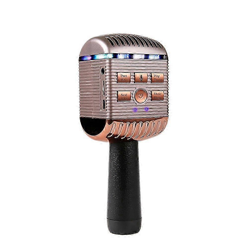 Bluetooth Wireless Microphone Portable Handheld Karaoke Live Party Singing Microphone for Mobile Phone Pc Rose Gold