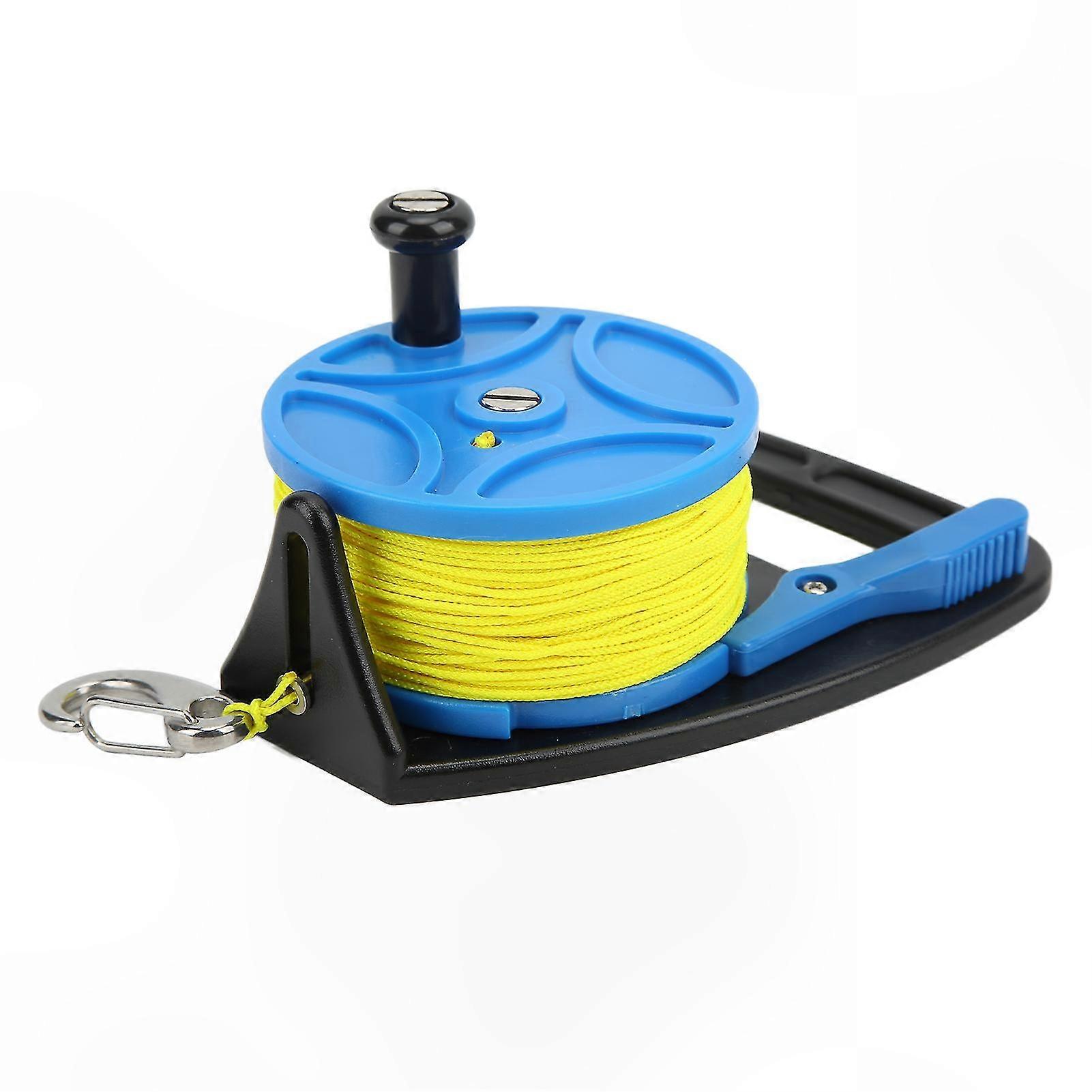 Cave Diving Reel with 83m Wire Rope, Anchor Spool, and Clip - Multi-Purpose Blue Wheel for Scuba and Wreck Diving