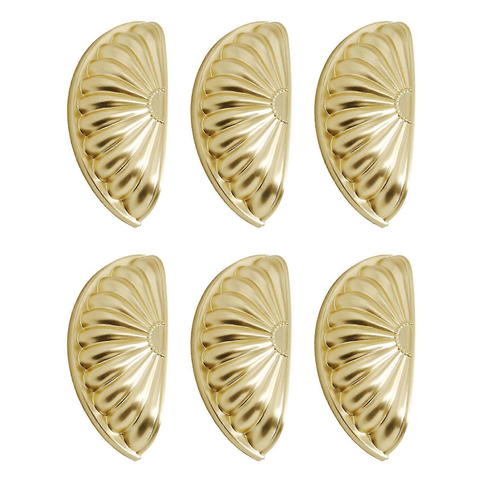 6Pcs Drawer Pulls Zinc Alloy Dressers Knob Cupboard Handle Modern Furniture Handle Shell Shape Bedside Cabinet Pull Multicolor