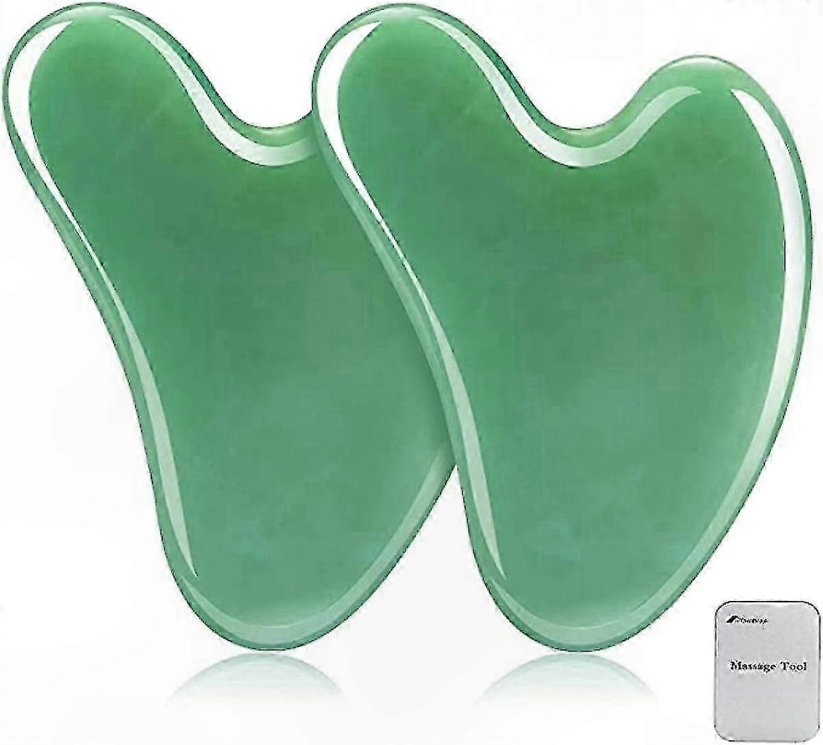 Facial Gua Sha Tool Set, 2 Pack Natural Stone Scraping Massager for Slimming, Firming, and Anti-Aging Skincare Routine