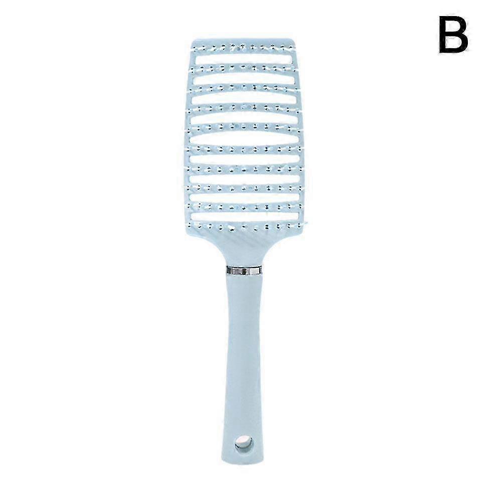 2025 Blue (B) $Macaron Large Curved Comb Scalp Massage Comb Men's Fluffy Comb Curly Hair Styling Comb Arc Nine Rib Comb