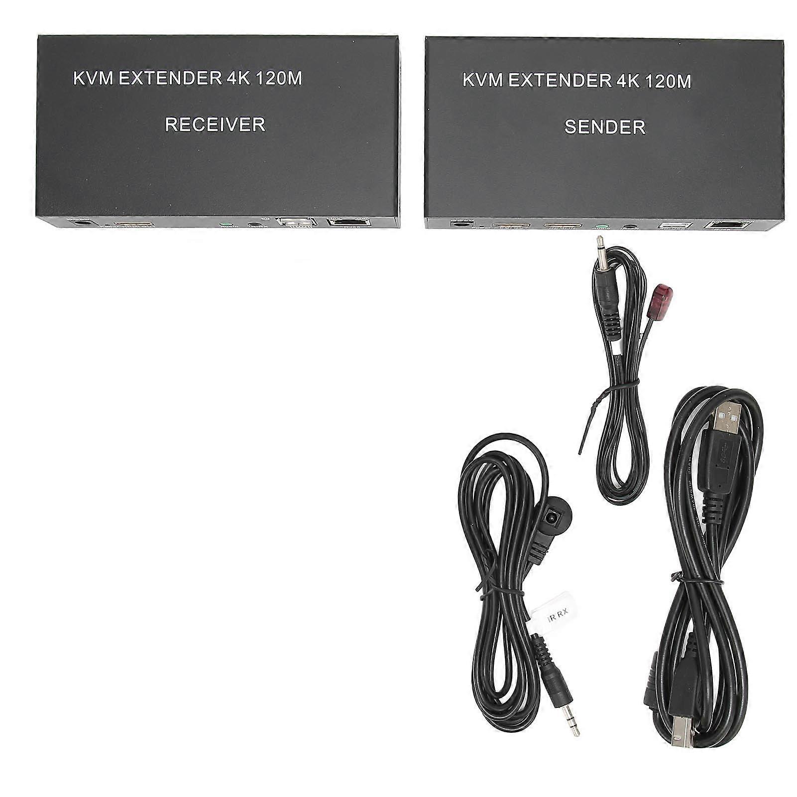 4K HD Multimedia Interface Extender with KVM, 120m CAT 5E/6, UK Plug, for Keyboard/Mouse