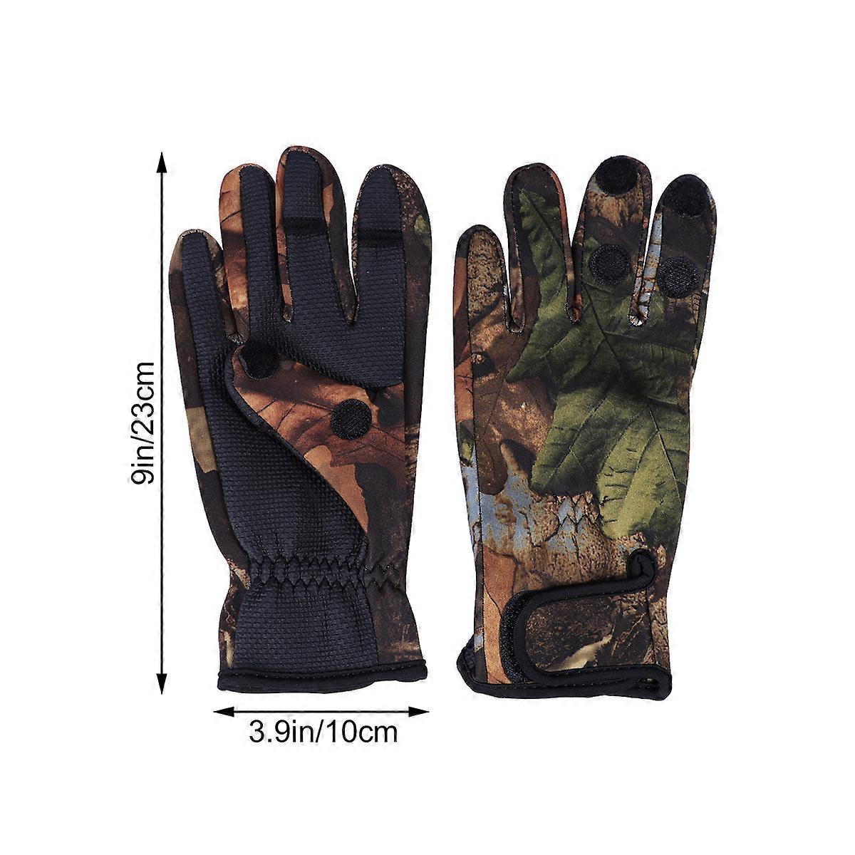 Men's Fishing Gloves Camouflage Size L Skidproof Sun Protection Warmth Protection 1Pair For Riding Canoeing