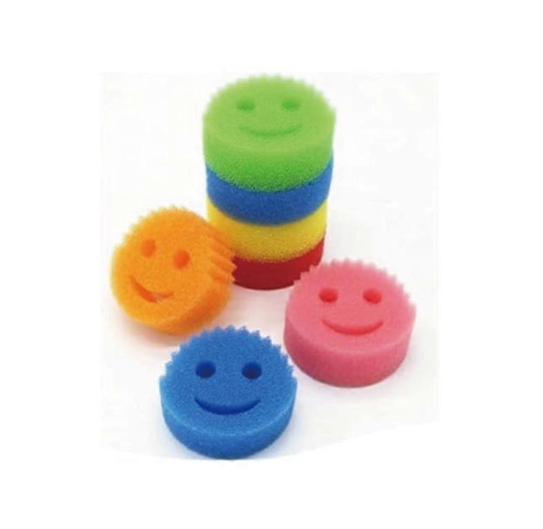 Smiley magic sponge scrubbing sponge tableware brush car cup cleaning strong decontamination 7pcs(red)