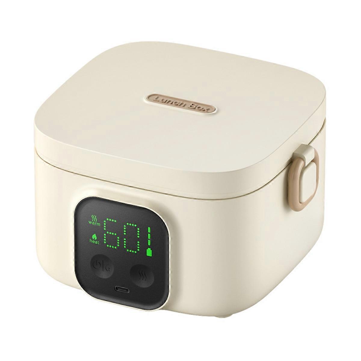 Rechargeable Electric Lunch Box Portable Water-Free Heating 500ML LCD Display Wireless Heating Lunc