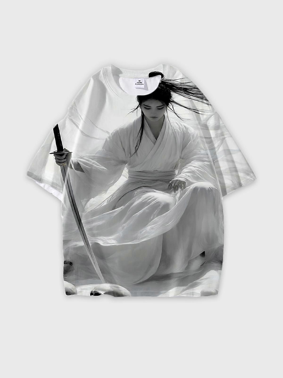 T-Shirt Round Neck, Loose Short Sleeve Pattern Graphic Tee, Unisex Summer Casual Top W2245