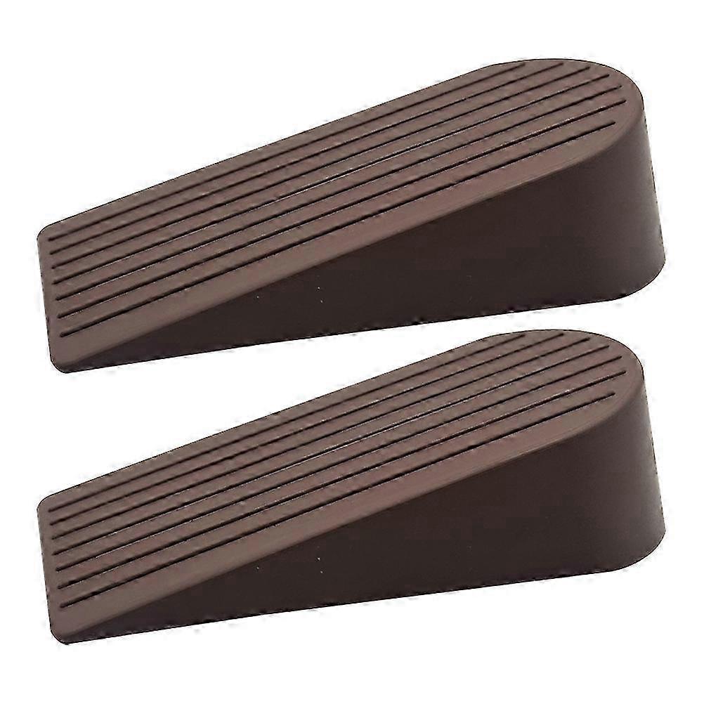 Door wedge shape Block Rubber Replacement For Home Office Brown Color 16.40X7.00X4.80CM Stopper 2Pcs
