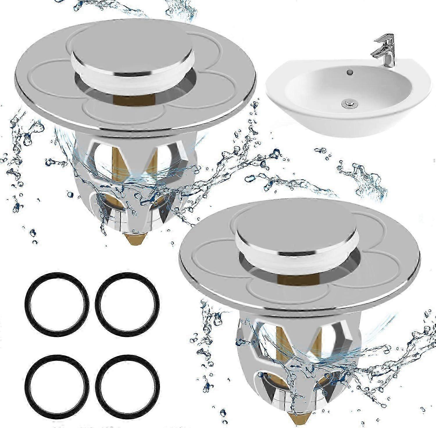 Universal sink drain plug, 2 pieces sink plug pop up
