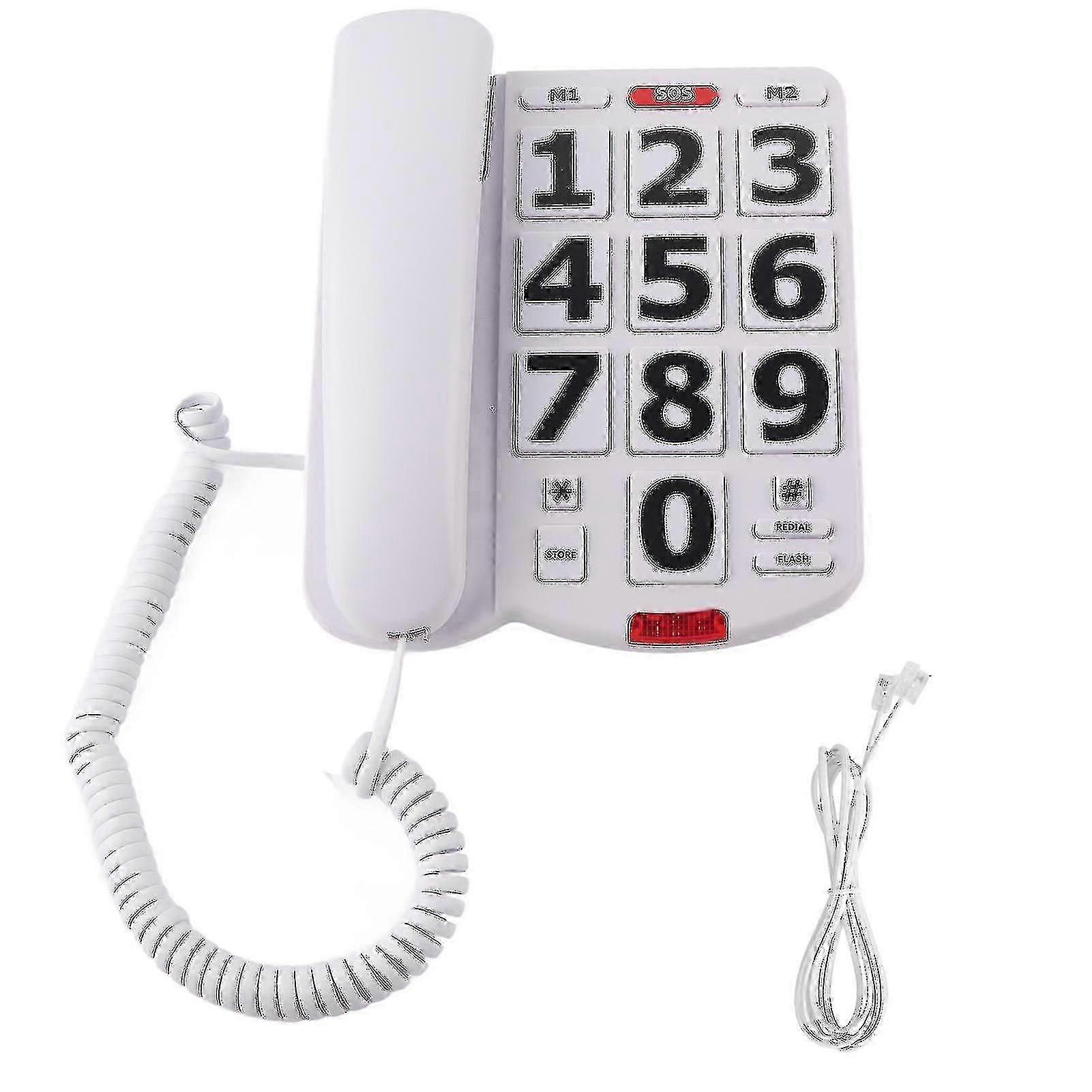Elderly Landline Phone with Big Buttons, Corded Phone for Seniors with Hearing Impairment, EU Standard