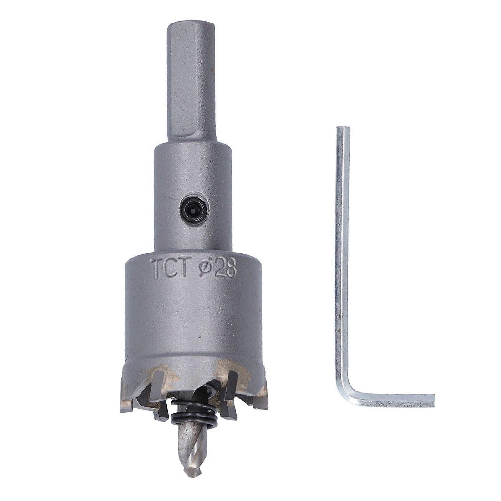 Hole Saw High Speed Steel Three Blades Inclination Angle Design Durable Hole Cutter for Metal with Hex Key28mm