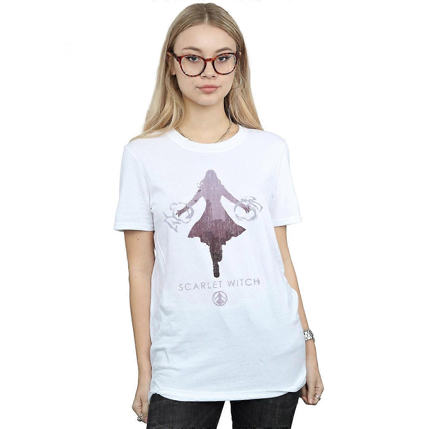 Marvel Mujer/Mujer Scarlet Witch Silhouette Camiseta Boyfriend de Algodón