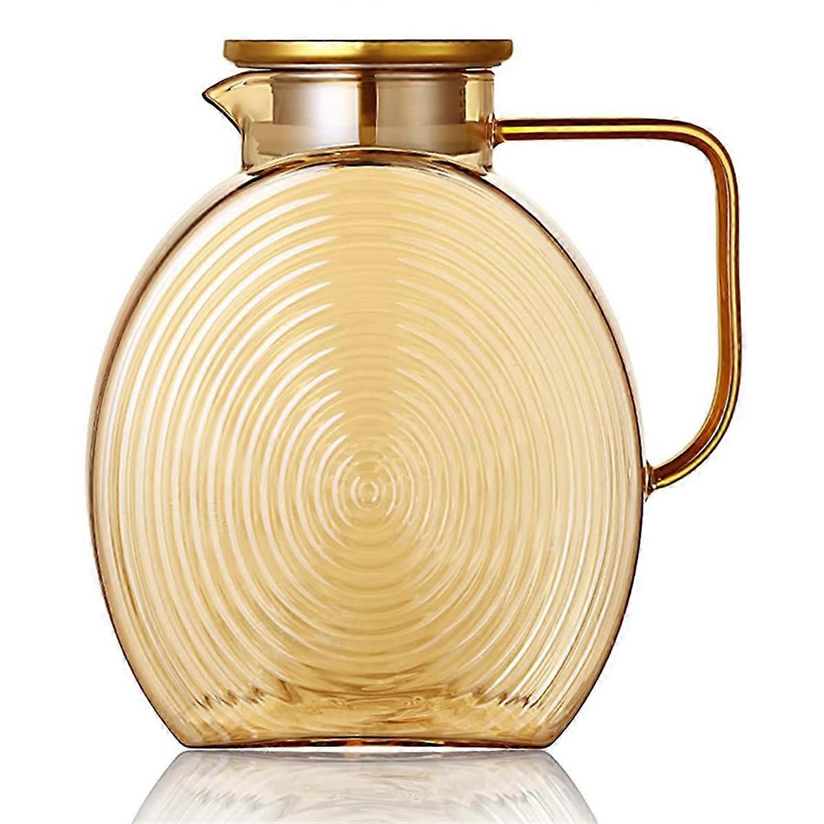 Glass Pitcher with Lids for Fridge Door, 2.5l/84oz Large Water Jug Lemonade Iced Tea Pitcher with H