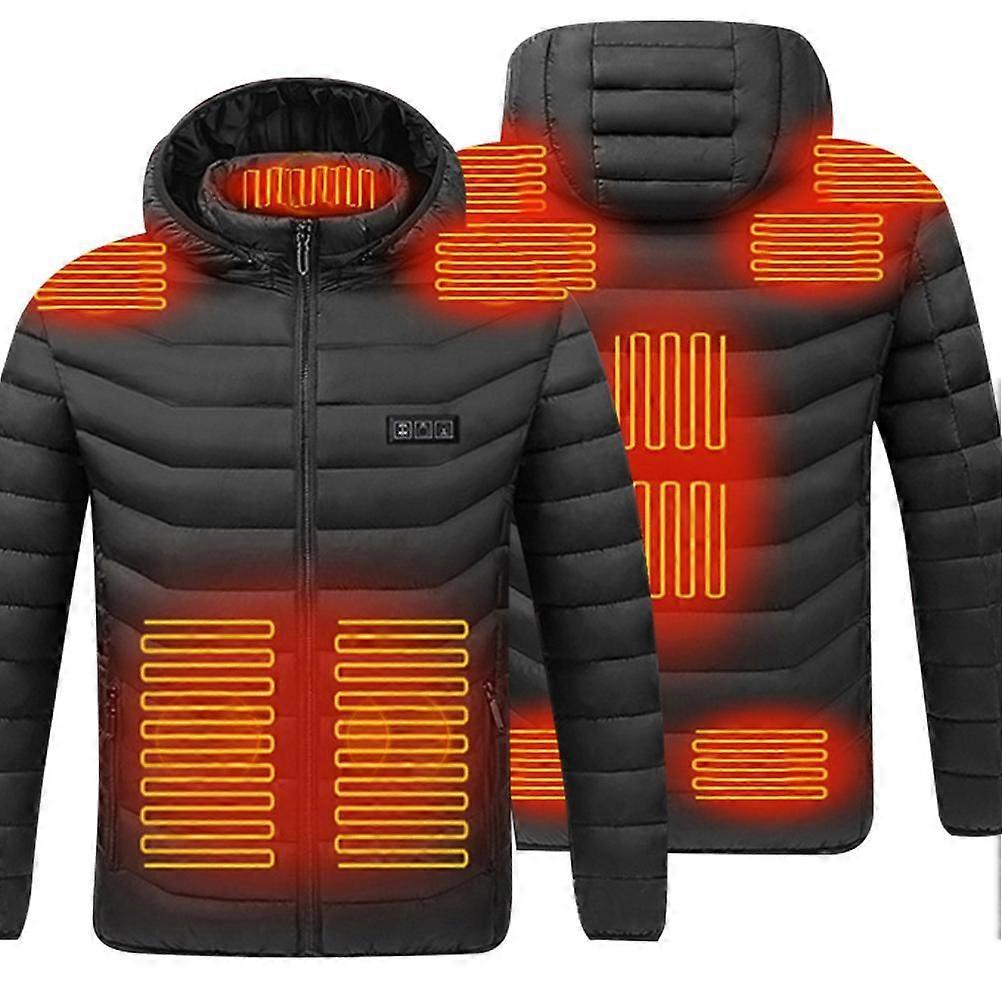 Heated Jacket Hooded Detachable Electric Heating Jacket 3 Speed Temperature Control 11 Heating Zone Lightweight Heating Down Coat for Men Women