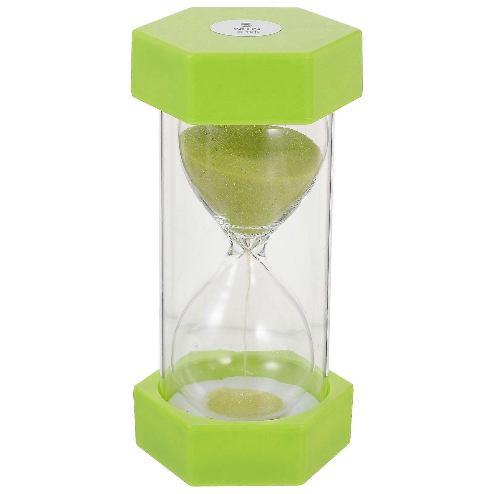 Decorative Hourglass Timer Children Mealtime Learning Light Green Glass 5-Minute Countdown 1Pack