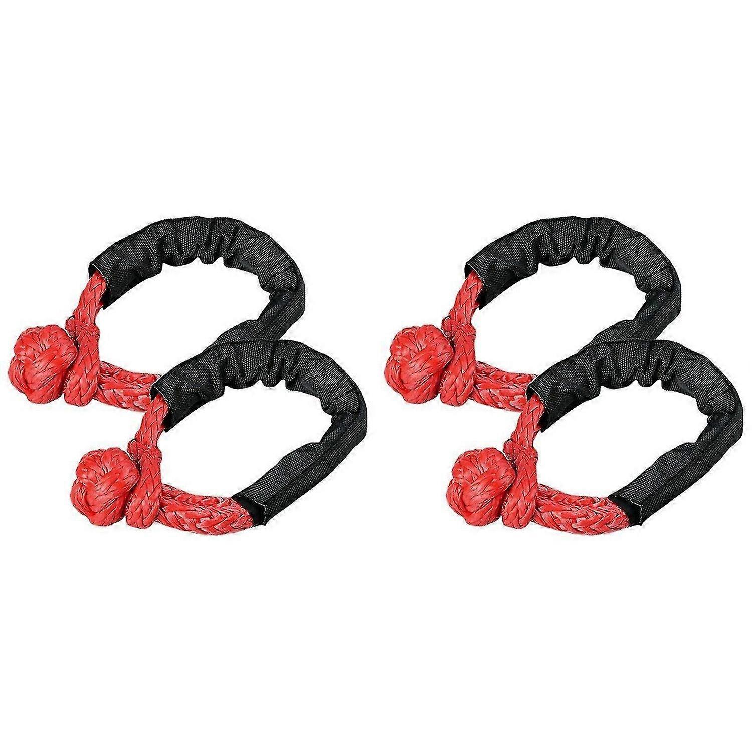 2X Red Soft Shackle Rope Synthetic Tow Recovery Strap Auto Parts