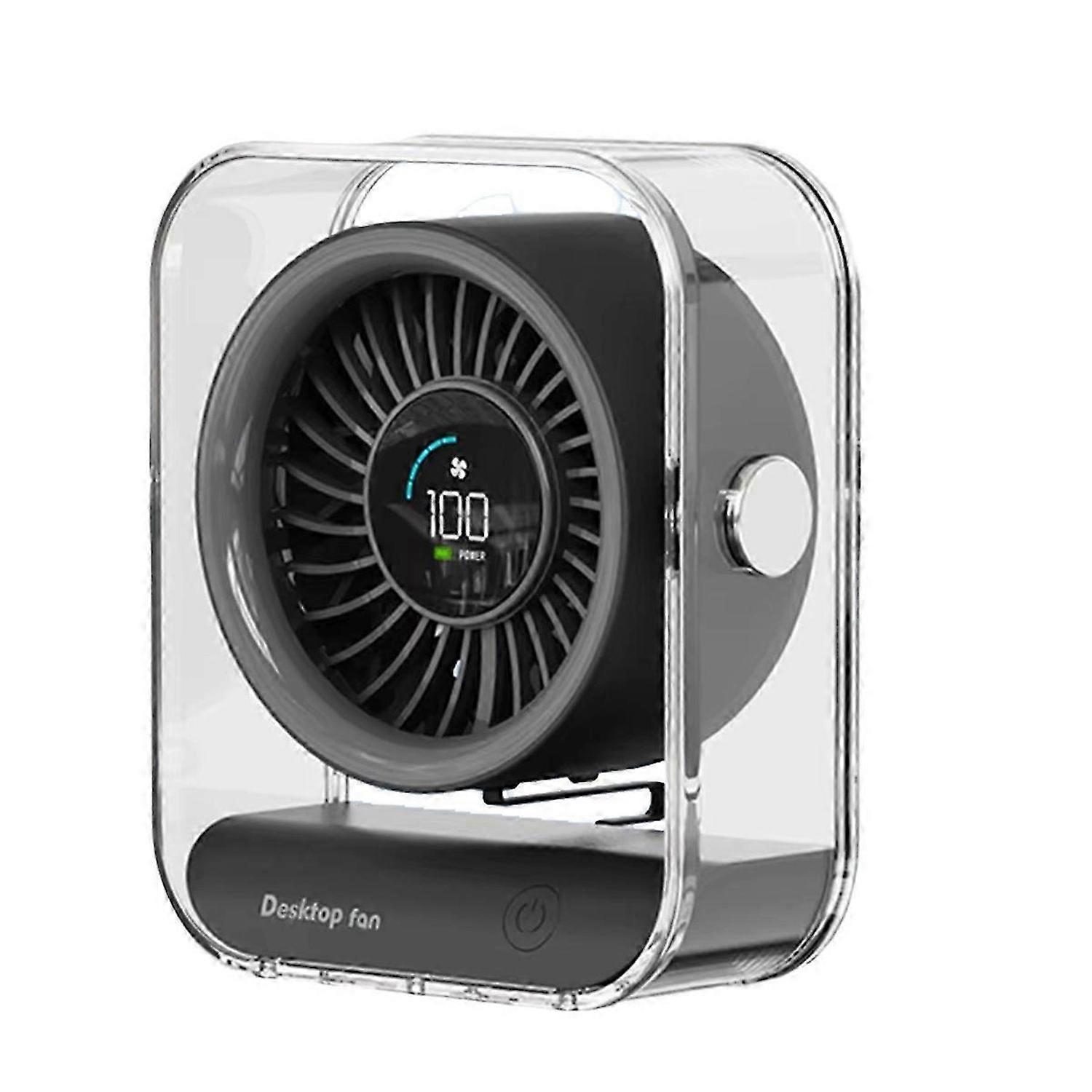 Mini Desktop Fan Office LED Digital Desktop Fan 3000mAh USB Rechargeable 100 Speeds Big Wind Quiet C