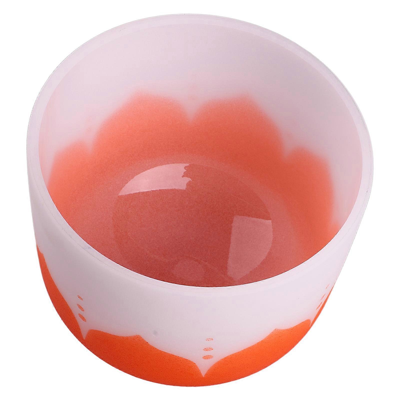 Orange D Note Matte Quartz Crystal Singing Bowl 21x3cm Stick
