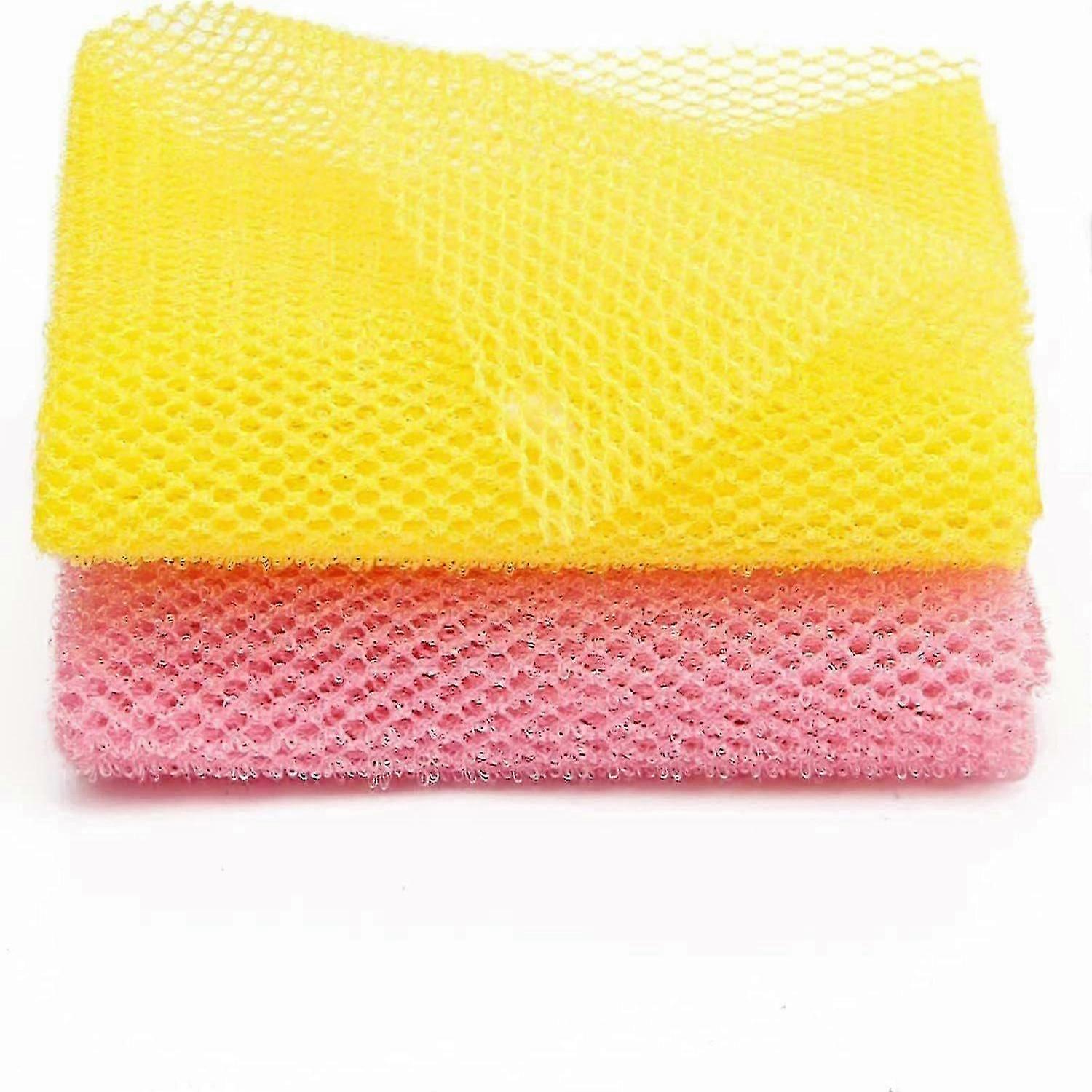 2Pcs Body Exfoliating Net Long, Deep Cleaning Net Bathing Sponge, Mesh Back Scrubber Skin Smoother(80x30cm)