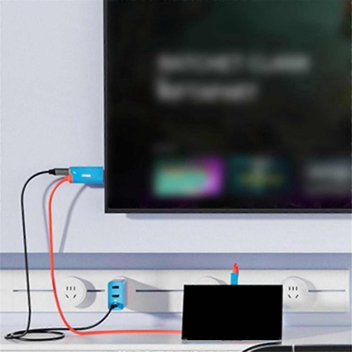 1Pcs 4K 60HZ USB C to HD Cable for 2 TV Laptop Blue