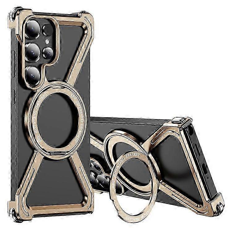 Compatible For Galaxy S25 Ultra Magnetic Case Military Grade Anti Drop 360 Rotating Kickstand Titanium Alloy Bumper Phone