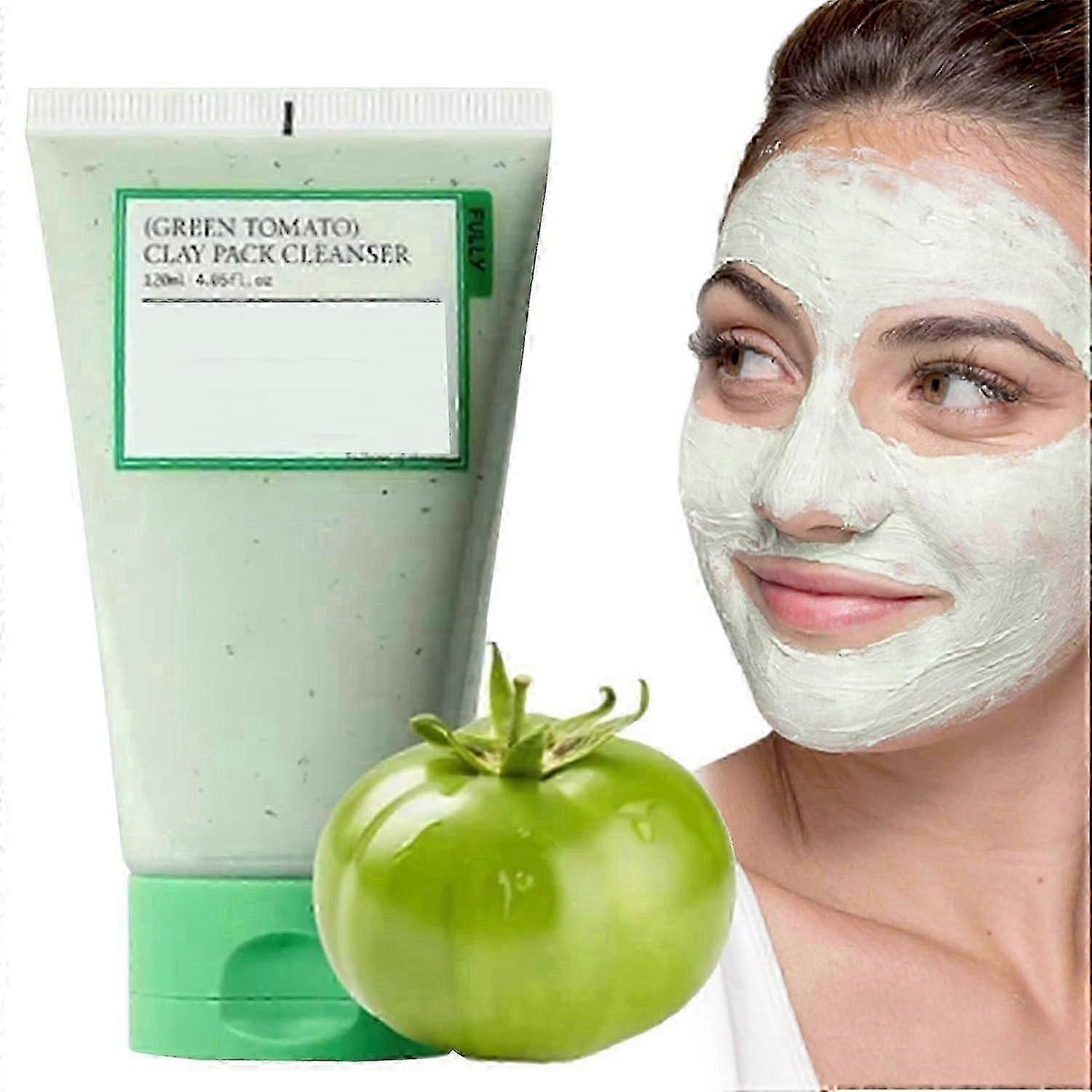 Nettoyant pour les pores à l’argile de tomate verte,Purifiant avec 49% d’extrait de tomate verte,Masque à l’argile de tomate verte