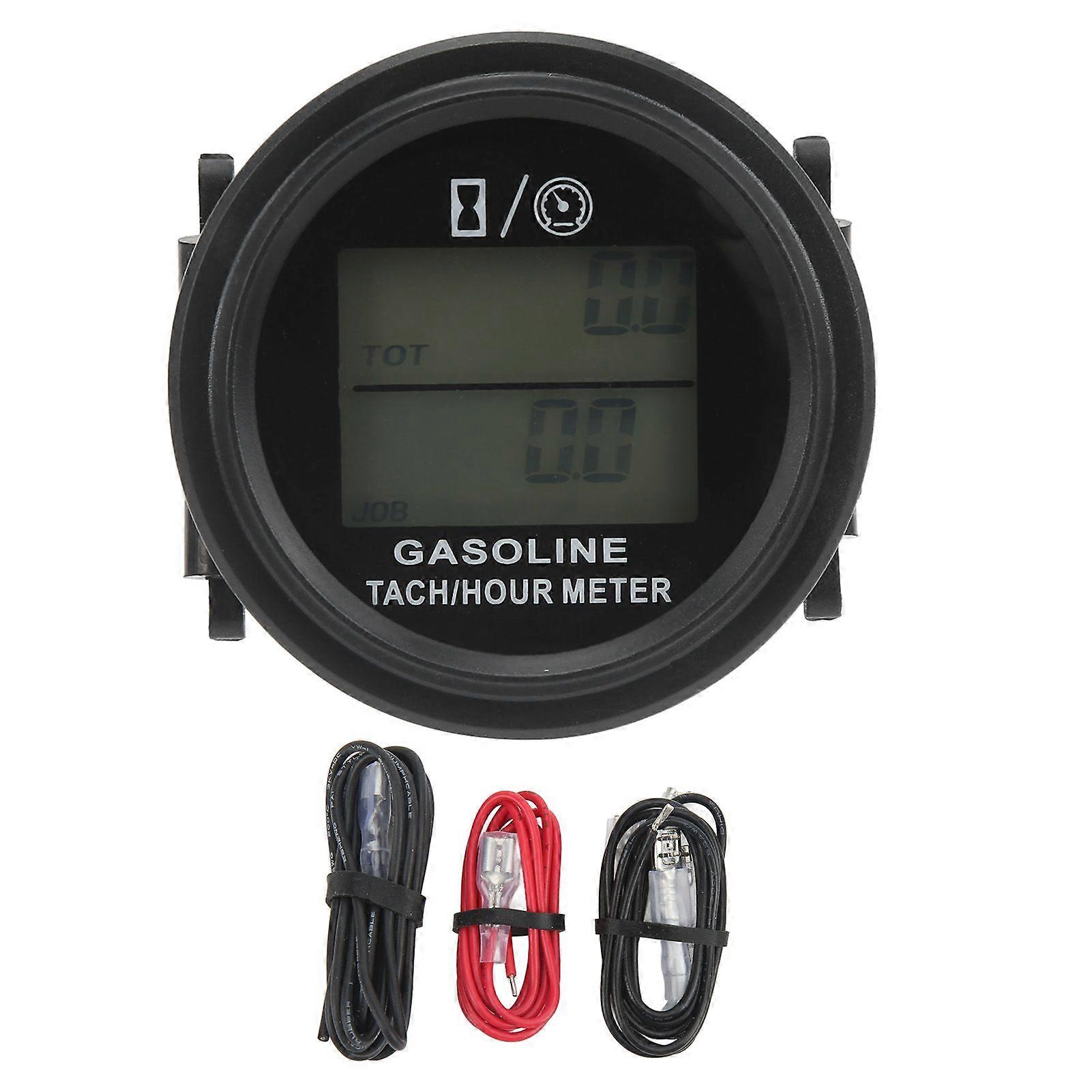 Engine Hour Meter Tachometer Digital TOT Recording Resettable JOB Timer with Dual Screen Display Backlight