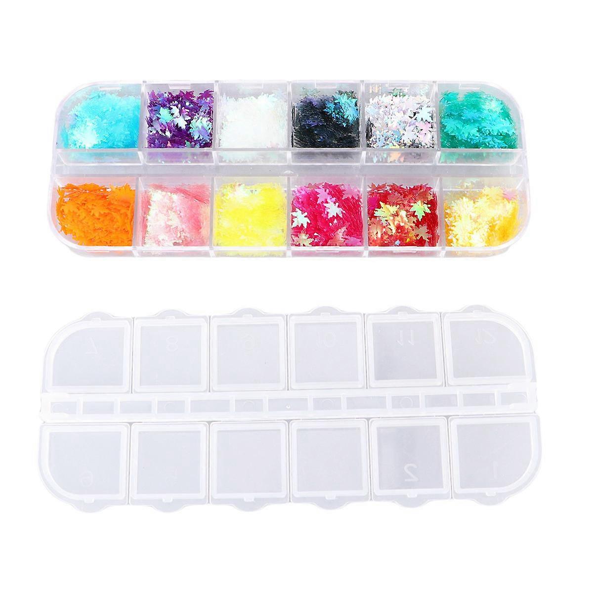 Maple Leaves Nail Stickers Nail Sequins for DIY Manicure with 12Pcs Pack