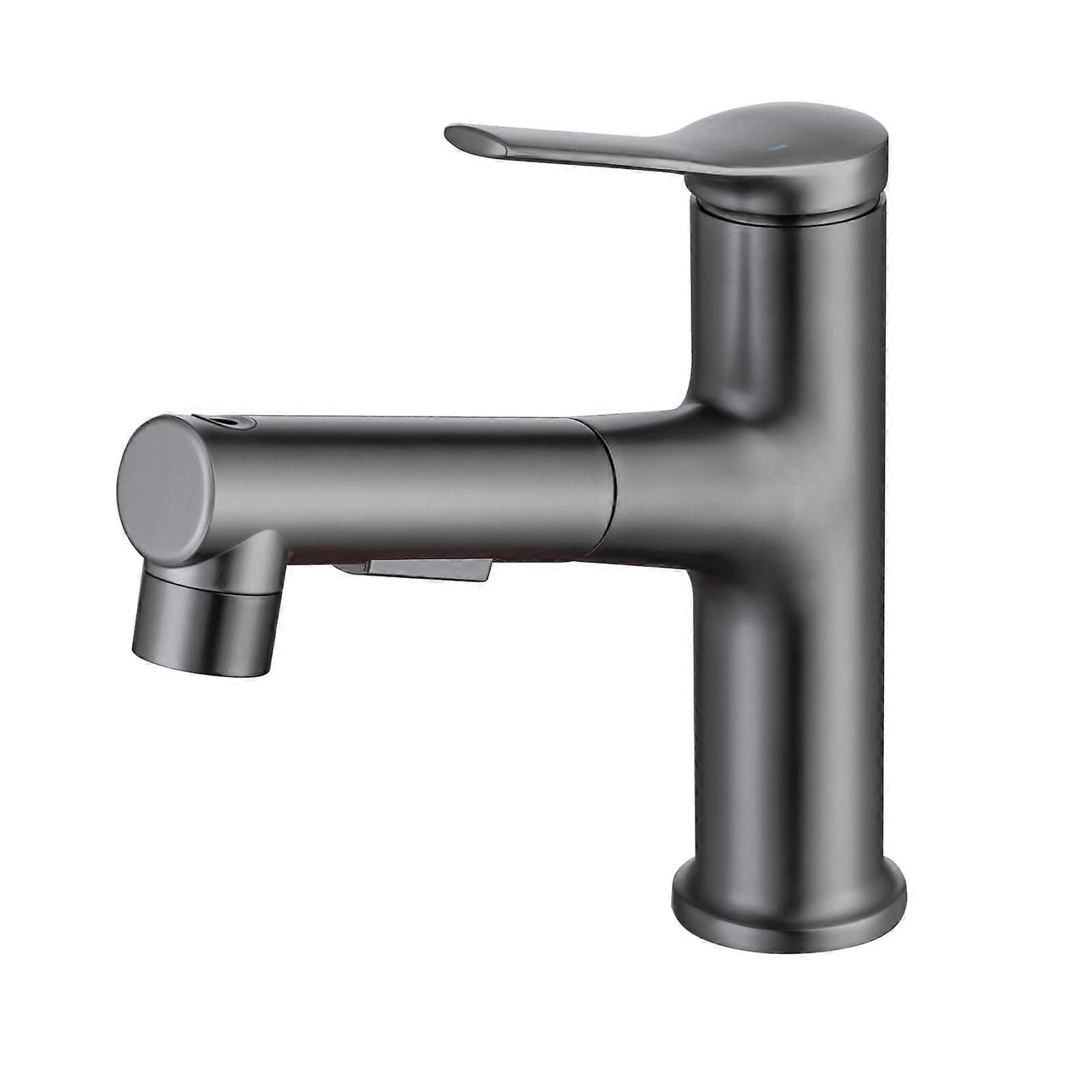 Bathroom Pull Out Faucet Mixer Tap Brass Hot and Cold with Three Outlet Modes Single Hole Retractable Design Black Gun Grey