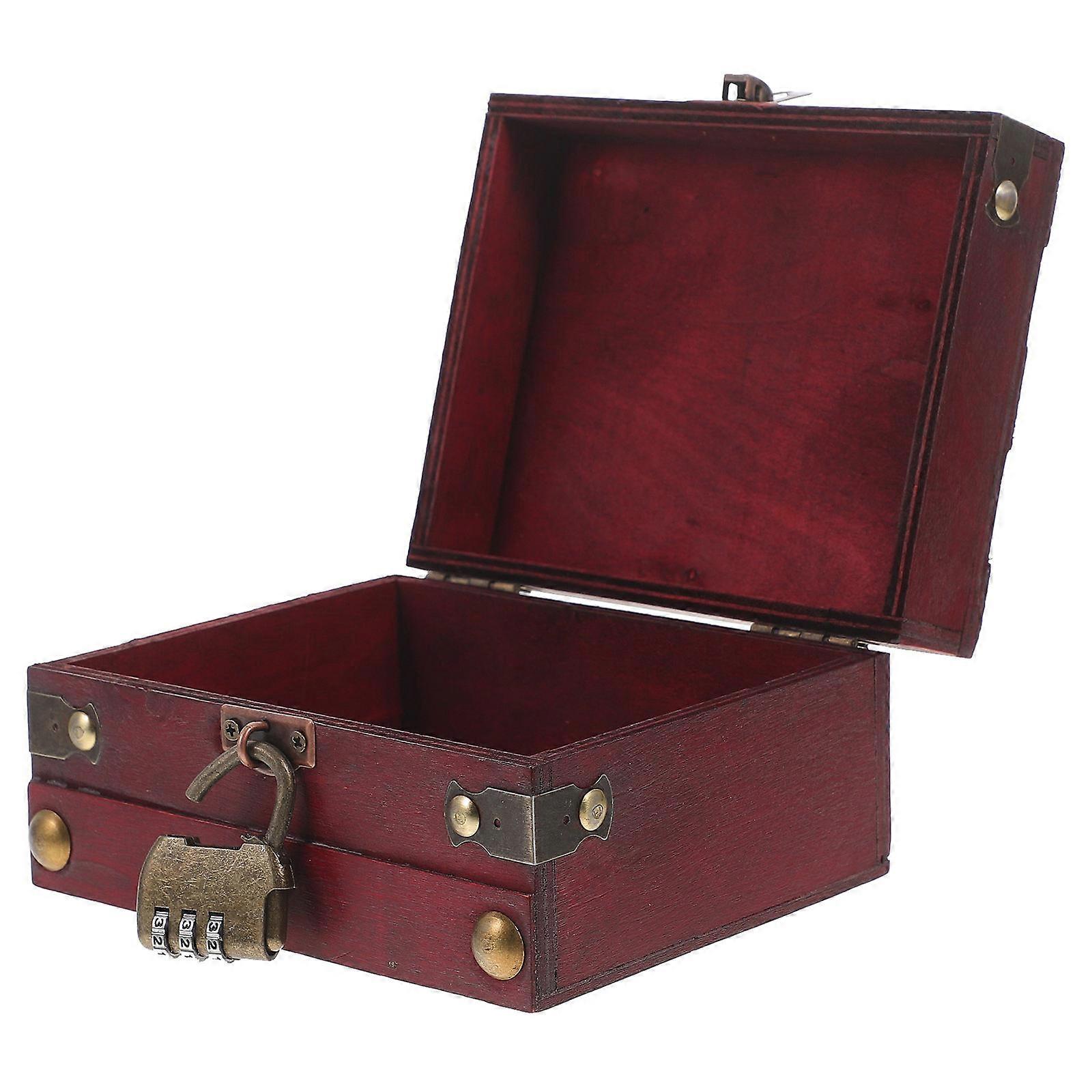 Retro Jewelry Box Wooden Storage Case with Lock 3Pcs for Storage Use
