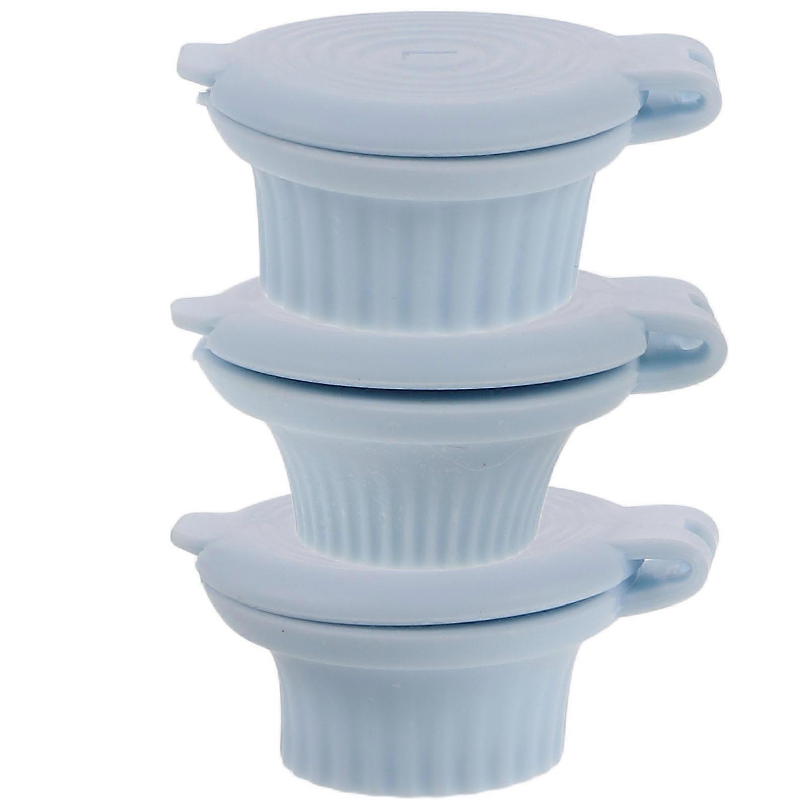 Leakproof Bottle Emptying Kit 3Pcs Inverted Cap Shampoo Conditioner Use Sky-Blue Durable Silicone Design